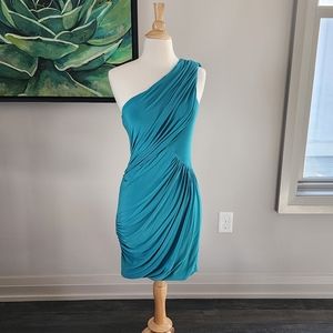 Soprano teal draped bodycon style dress